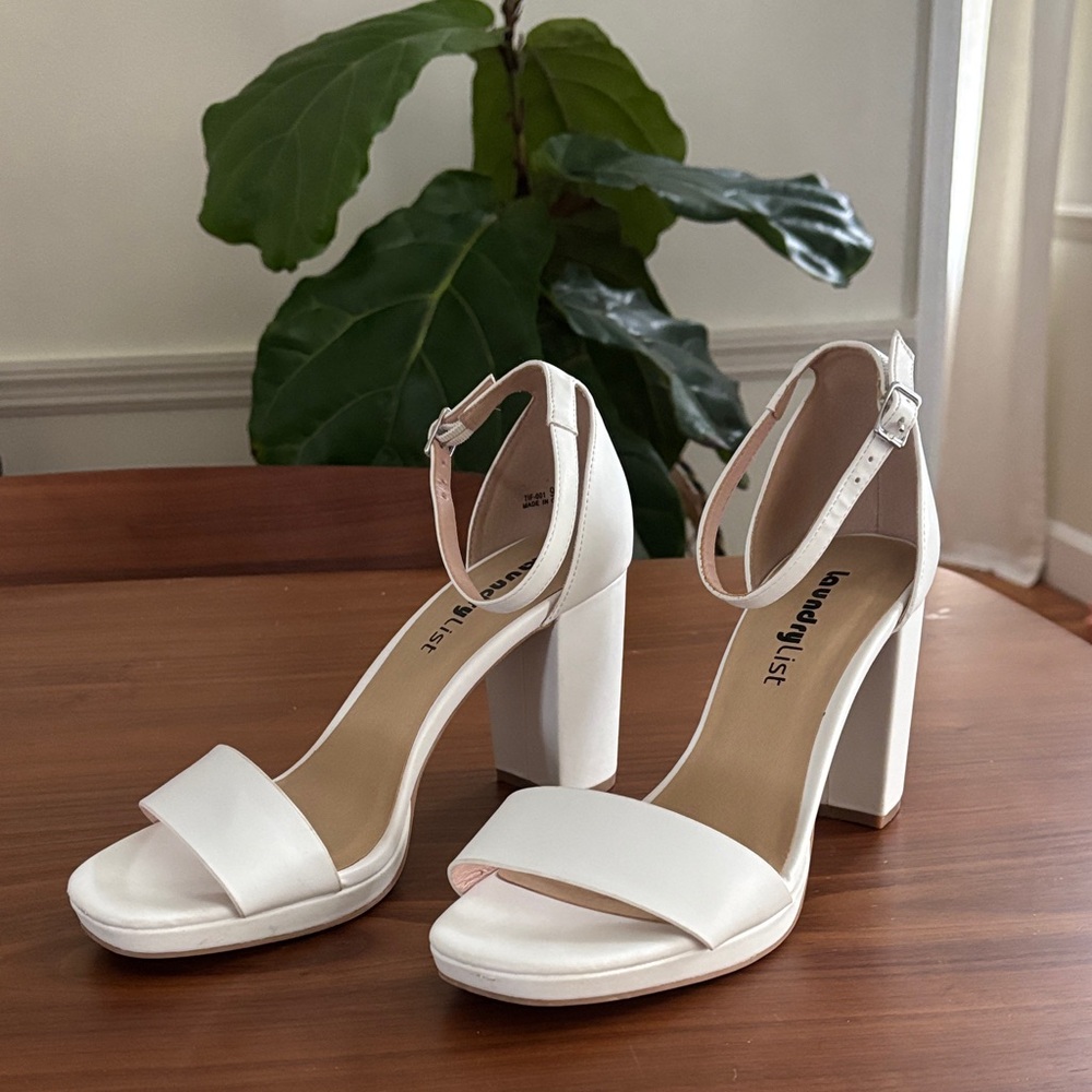 Women's Chunky White Heels